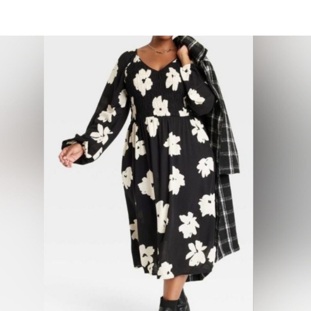 NWT black and white long sleeve dress Ava & Viv size 1x - Picture 2 of 10